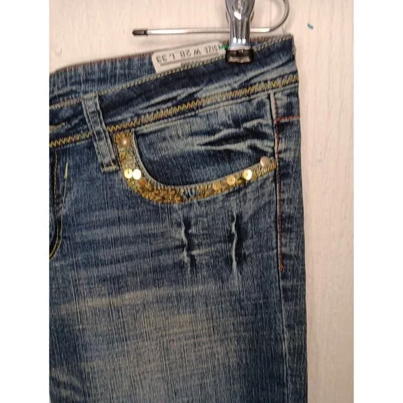 Diesel LOWKY Jeans Womens 28 x 33 Blue Denim Sequin 0071L-STRETCH $320 New - Picture 5 of 10